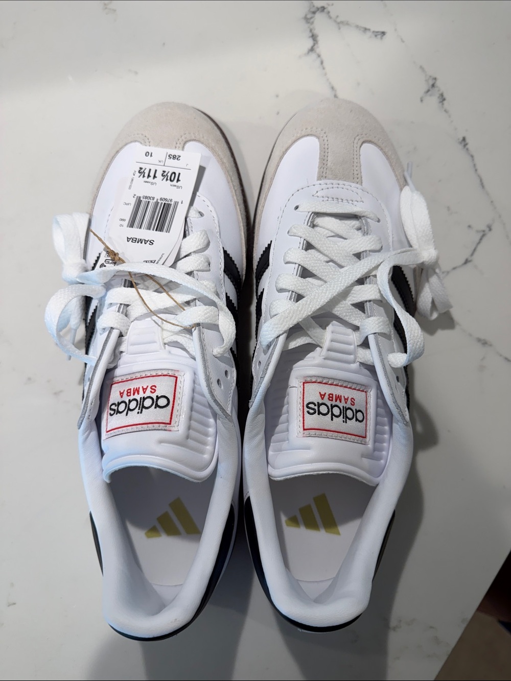 BRAND NEW adidas Samba Classic White Black Sneakers with Gum Sole - Picture 2 of 4